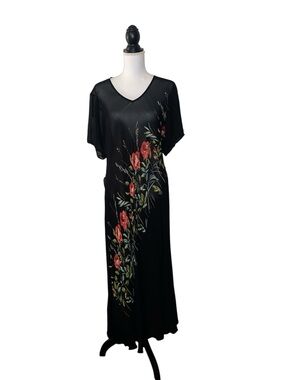 American Angel Sheer Floral Maxi Dress Coverup Size 16 1990’s Holes Romantic